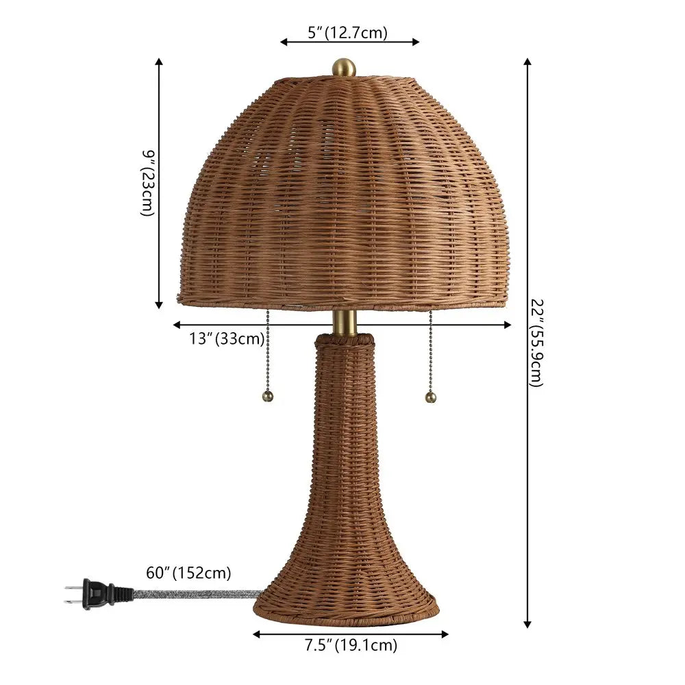 22" Natural Table Lamp LED With Dome Shade HomeRoots