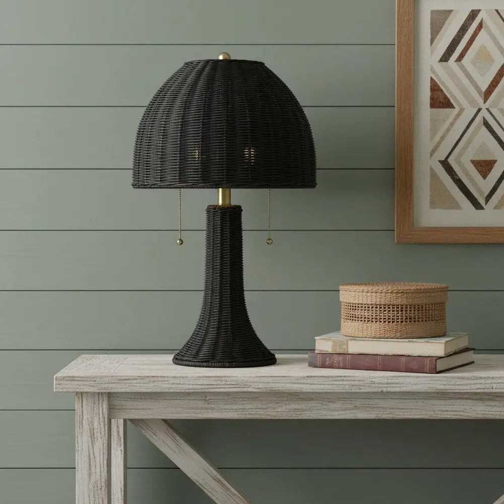 22" Black Table Lamp LED With Dome Shade HomeRoots