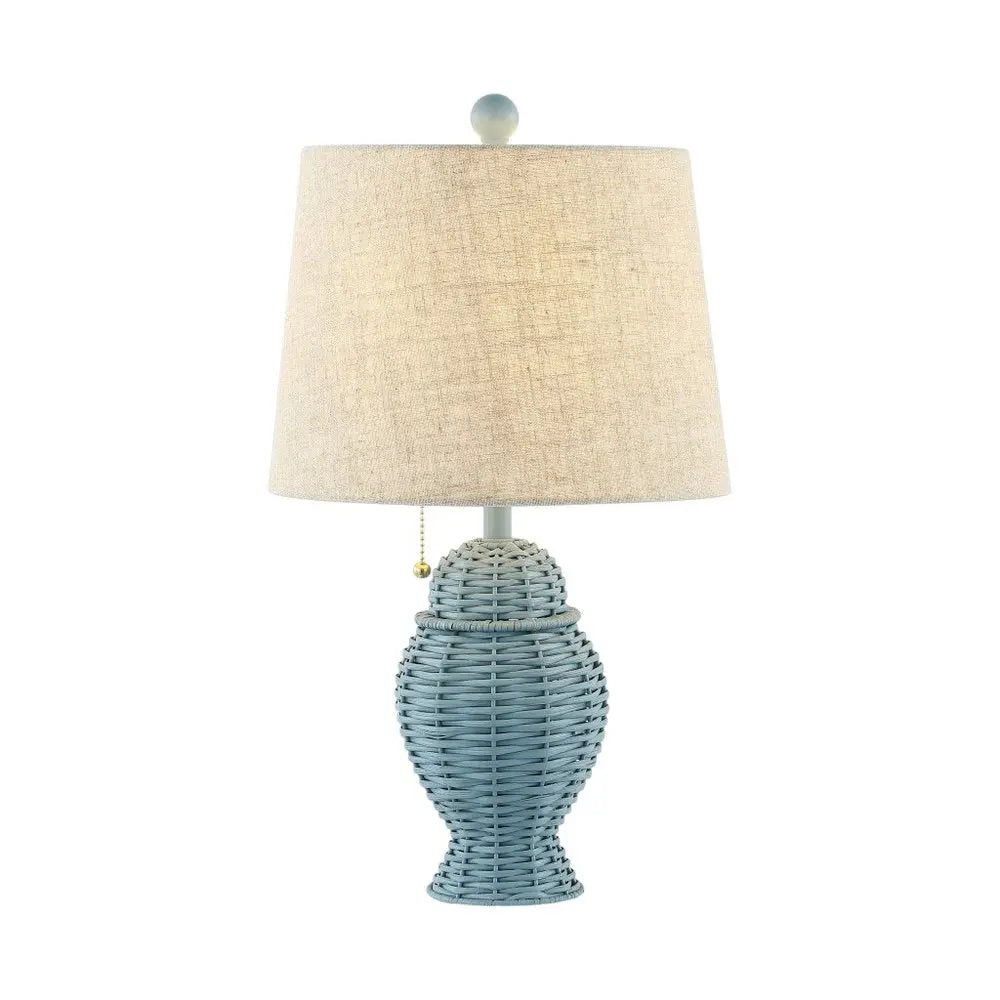 Set of Two 21" Blue Urn Table Lamps LED With Empire Shades HomeRoots
