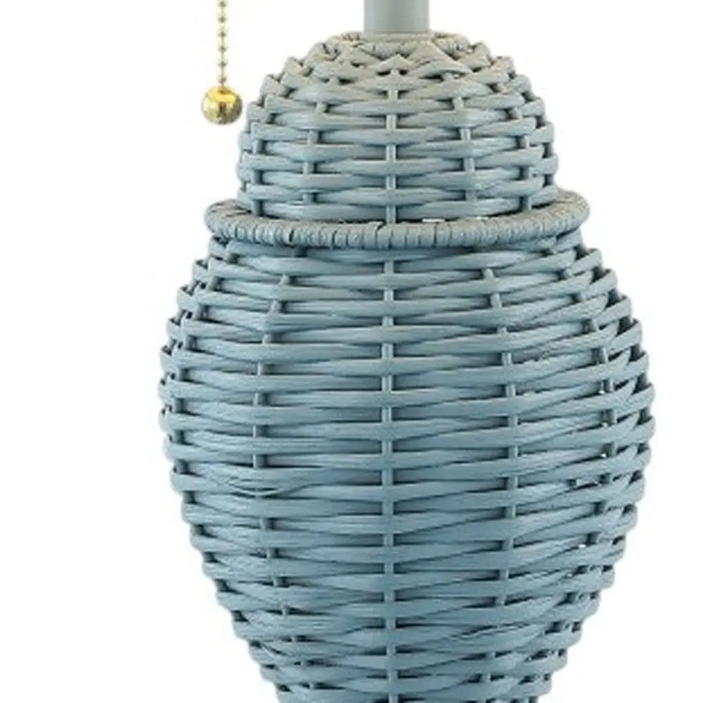 Set of Two 21" Blue Urn Table Lamps LED With Empire Shades HomeRoots