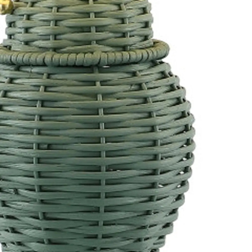 Set of Two 21" Green Urn Table Lamps LED With Empire Shades HomeRoots