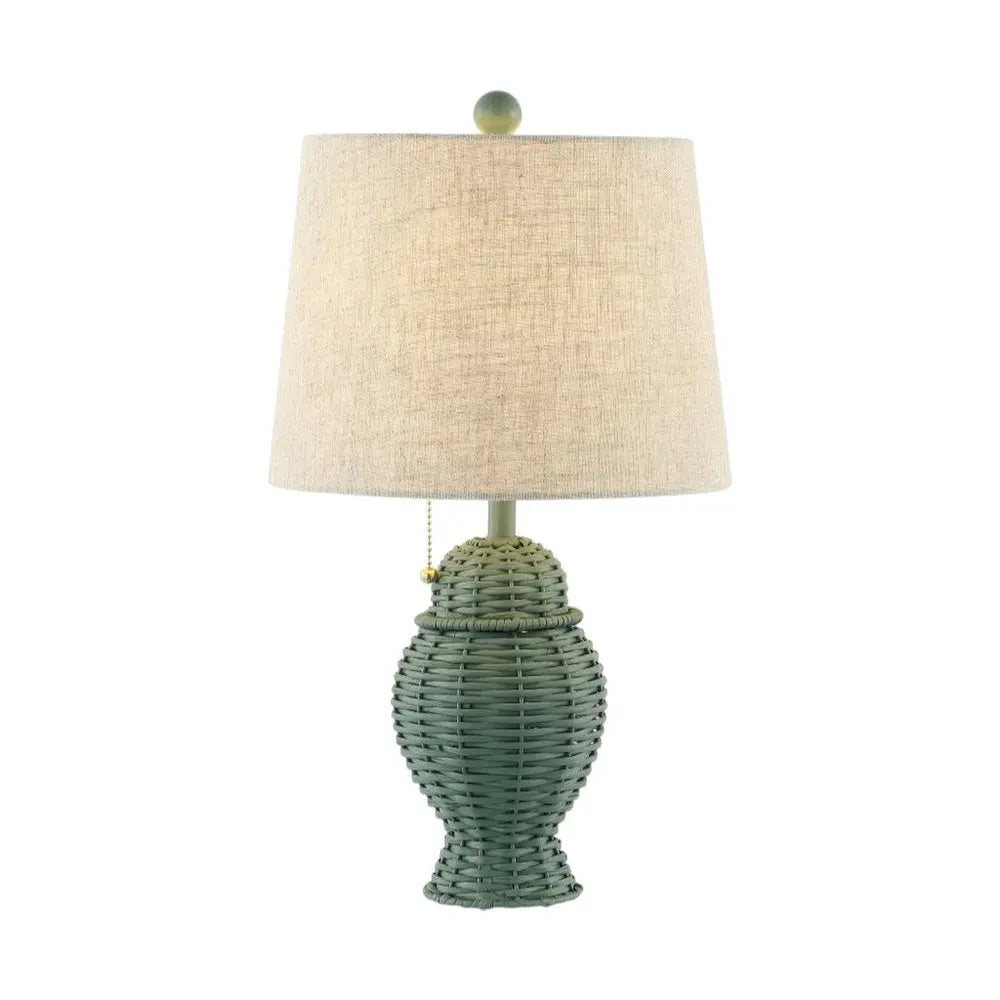 Set of Two 21" Green Urn Table Lamps LED With Empire Shades HomeRoots