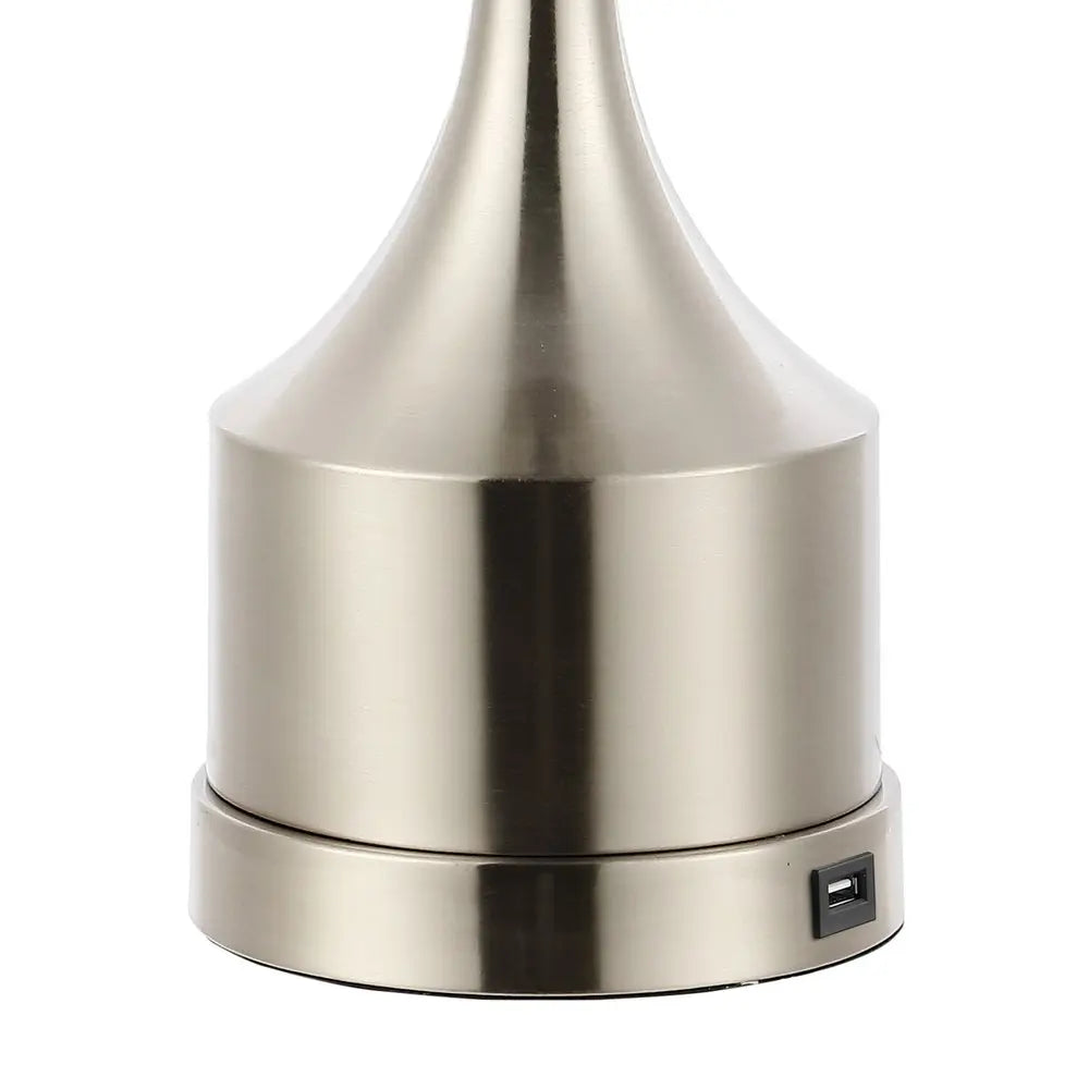 Set of Two 26" Nickel Novelty Table Lamps LED With Empire Shades HomeRoots