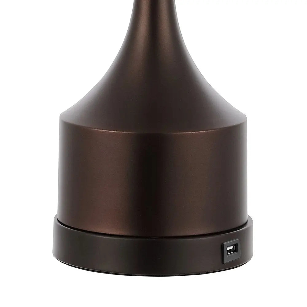 Set of Two 26" Antiqued Bronze Novelty Table Lamps LED With Empire Shades HomeRoots