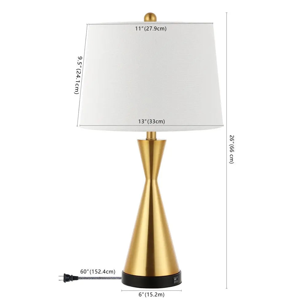 Set of Two 26" Black Novelty Table Lamps LED With Empire Shades HomeRoots