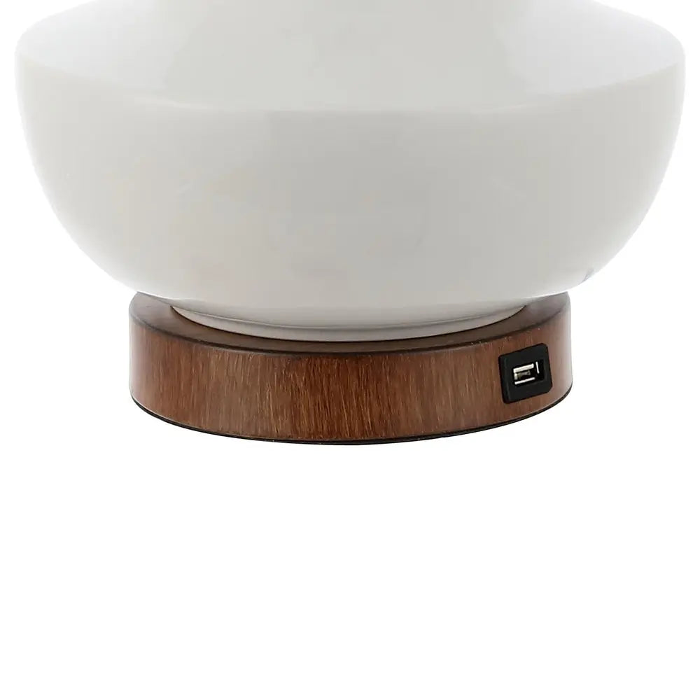 23" Brown Gourd Desk Lamp LED With Empire Shade HomeRoots