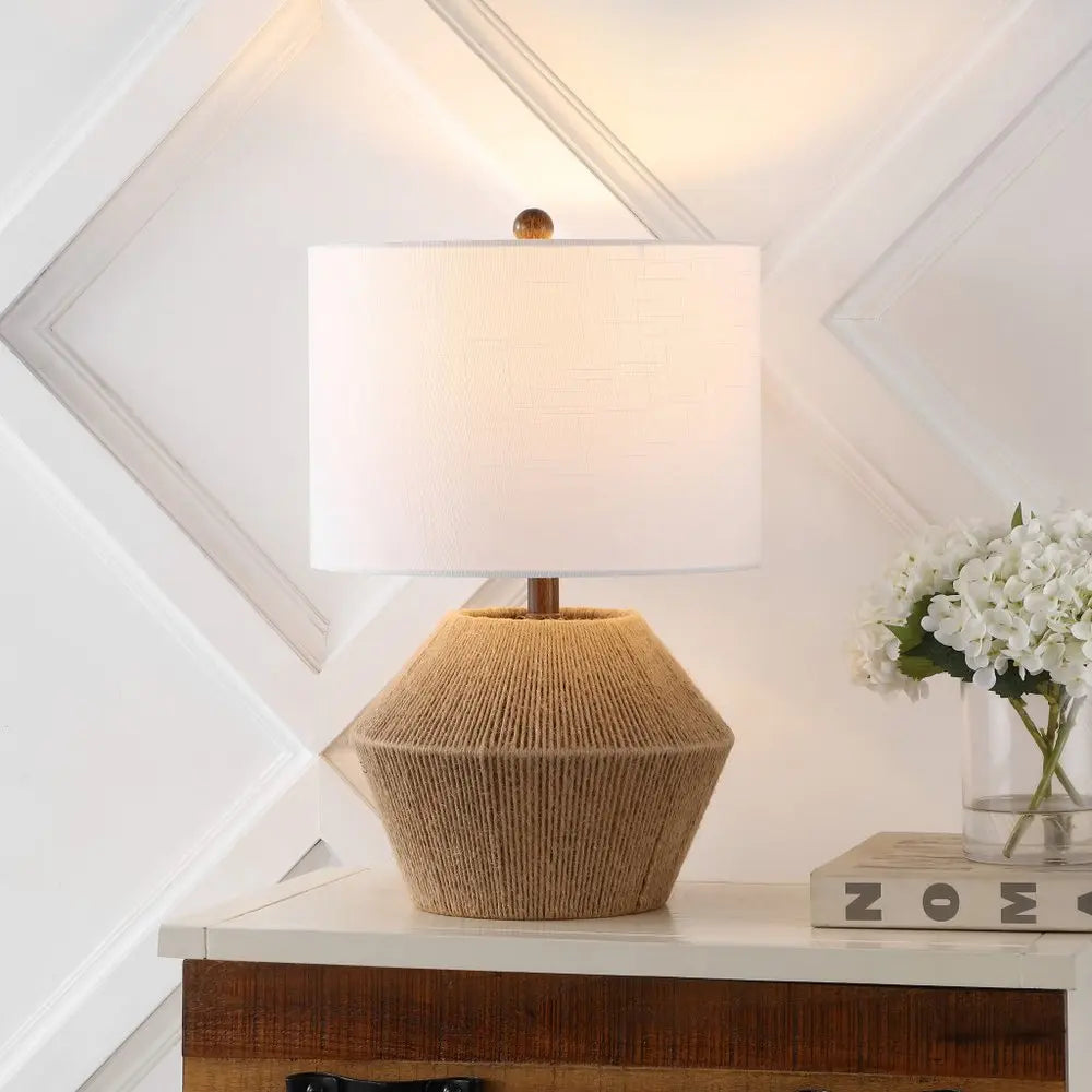 22" Clear Novelty Table Lamp LED With Drum Shade HomeRoots