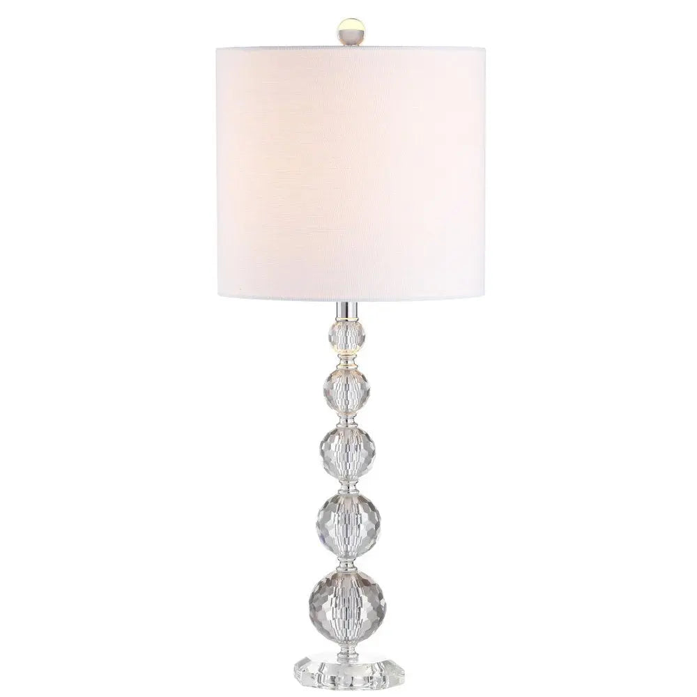 Set of Two 27" Clear Novelty Table Lamps LED With Drum Shades HomeRoots
