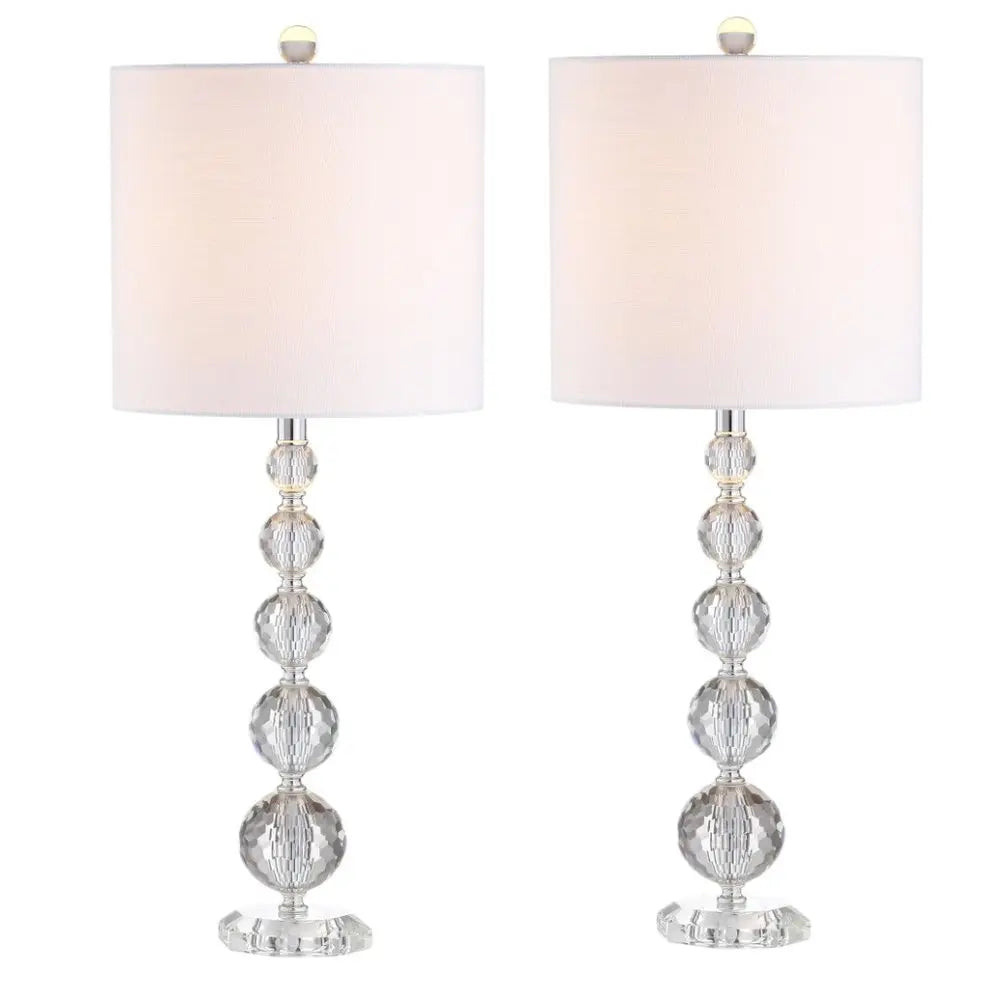Set of Two 27" Clear Novelty Table Lamps LED With Drum Shades HomeRoots
