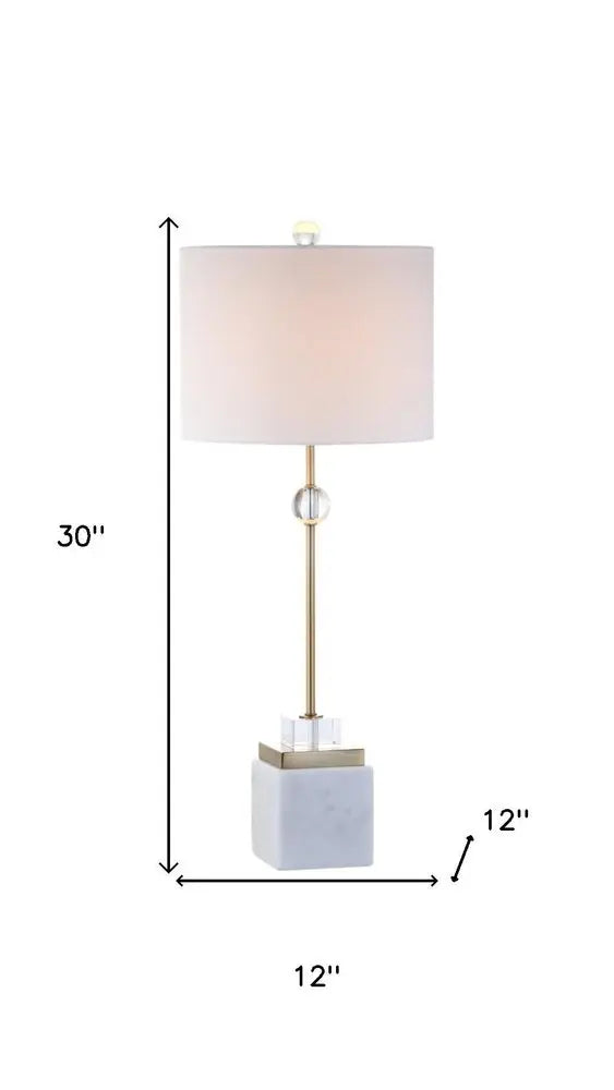 Set of Two 30" White Novelty Table Lamps LED With Drum Shades HomeRoots