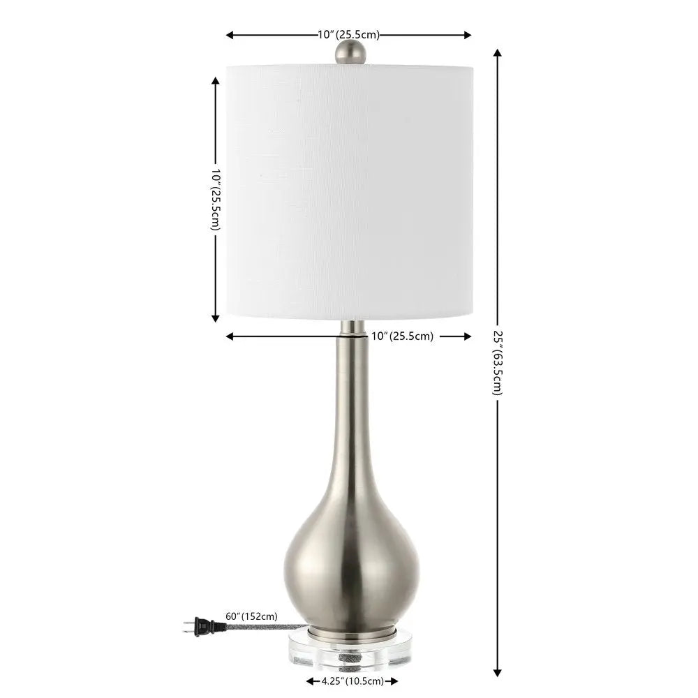 Set of Two 25" Clear Gourd Table Lamps LED With Drum Shades HomeRoots