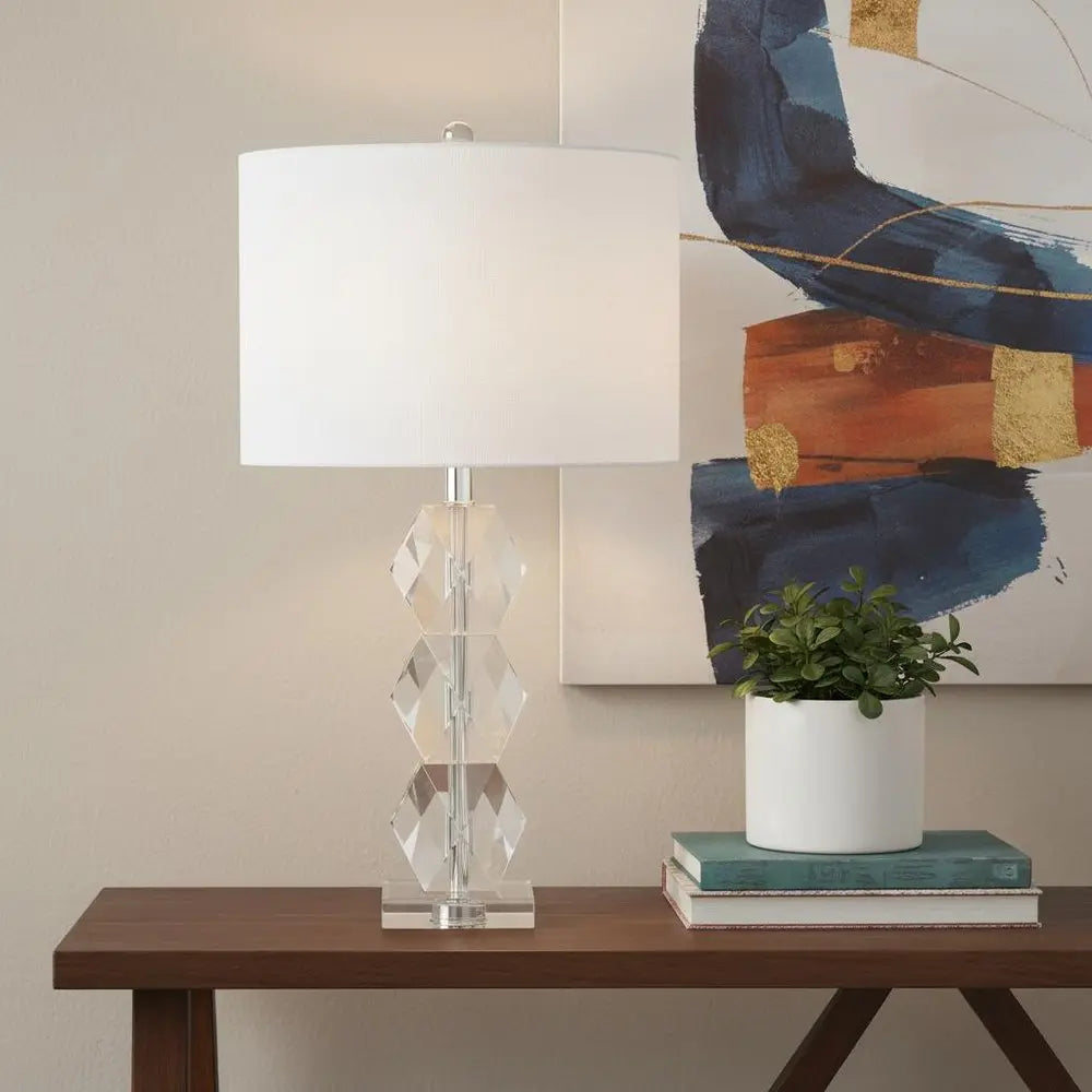 26" Clear Novelty Table Lamp LED With Drum Shade HomeRoots