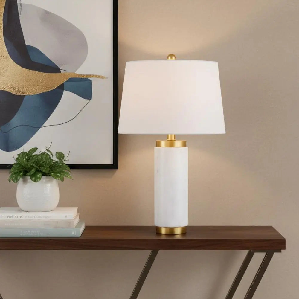 23" Gold Novelty Table Lamp LED With Drum Shade HomeRoots