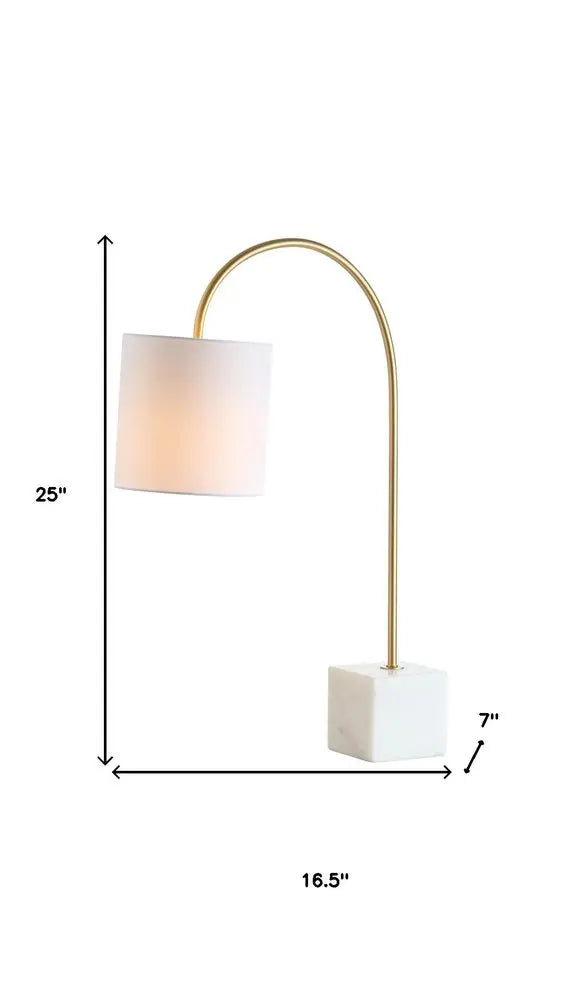 25" White Novelty Table Lamp LED With Drum Shade HomeRoots