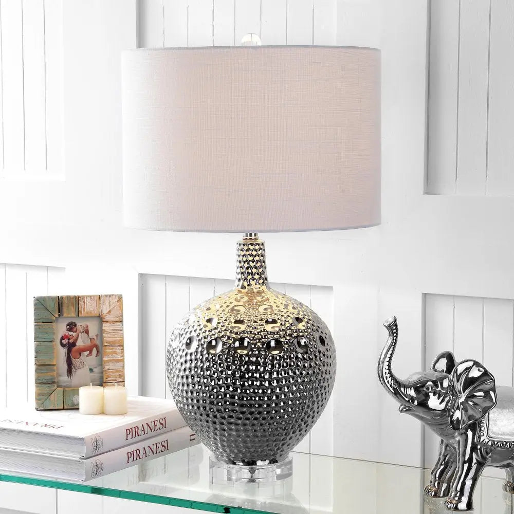 27" Clear Novelty Table Lamp LED With Drum Shade HomeRoots