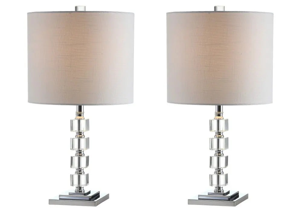 Set of Two 22" Silver Novelty Table Lamps LED With Drum Shades HomeRoots
