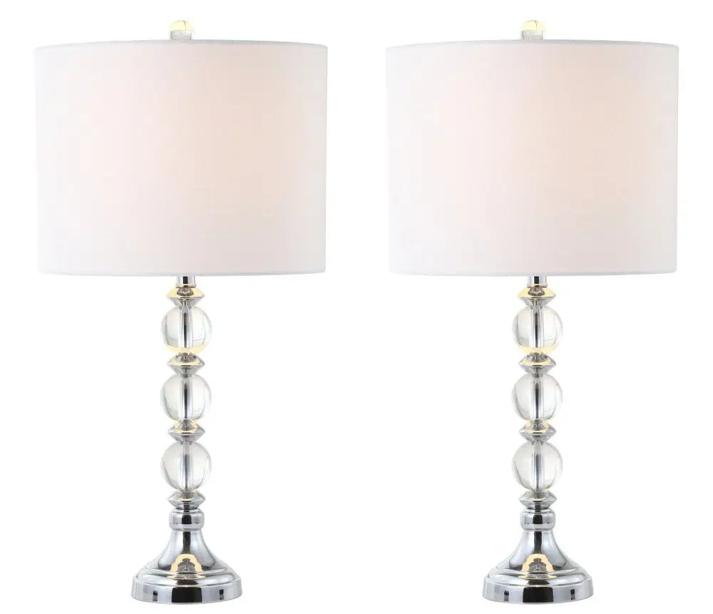Set of Two 26" Silver Novelty Table Lamps LED With Drum Shades HomeRoots
