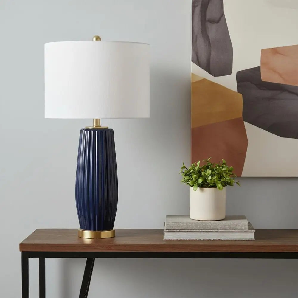 29" Gold Novelty Table Lamp LED With Drum Shade HomeRoots