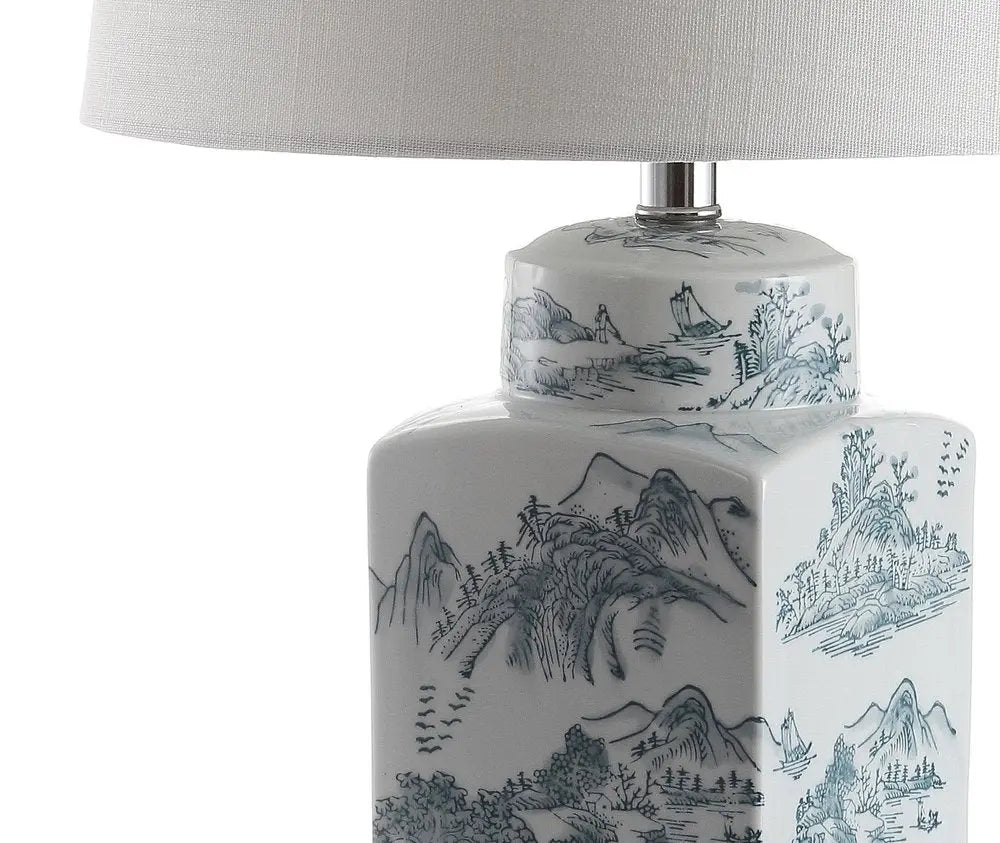 25" Blue Novelty Table Lamp LED With Drum Shade HomeRoots