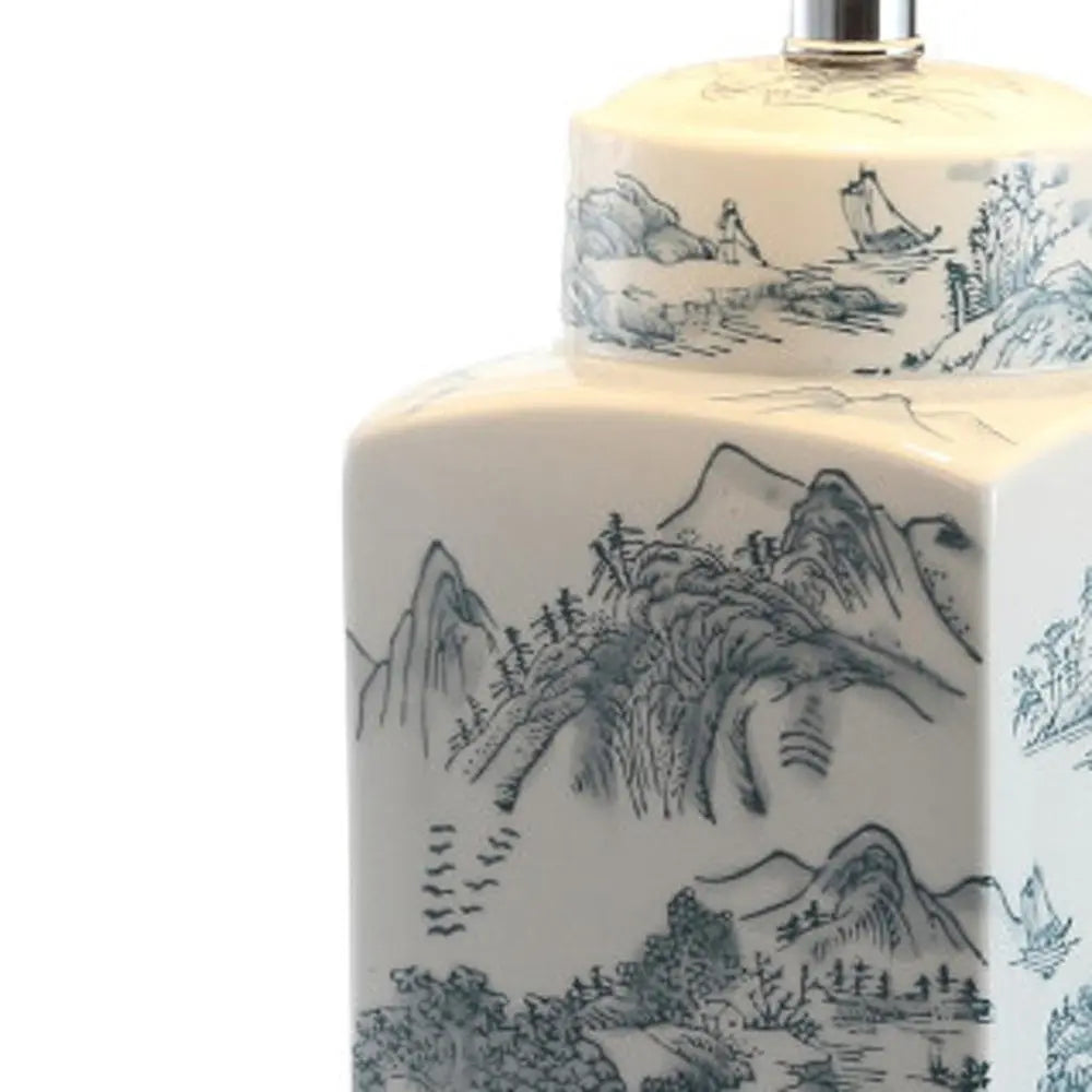 25" Blue Novelty Table Lamp LED With Drum Shade HomeRoots