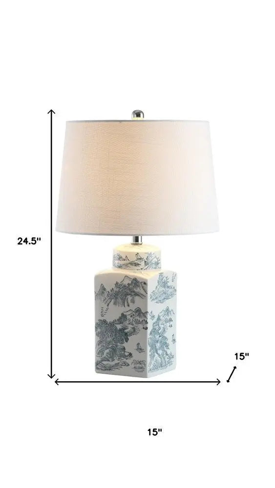 25" Blue Novelty Table Lamp LED With Drum Shade HomeRoots