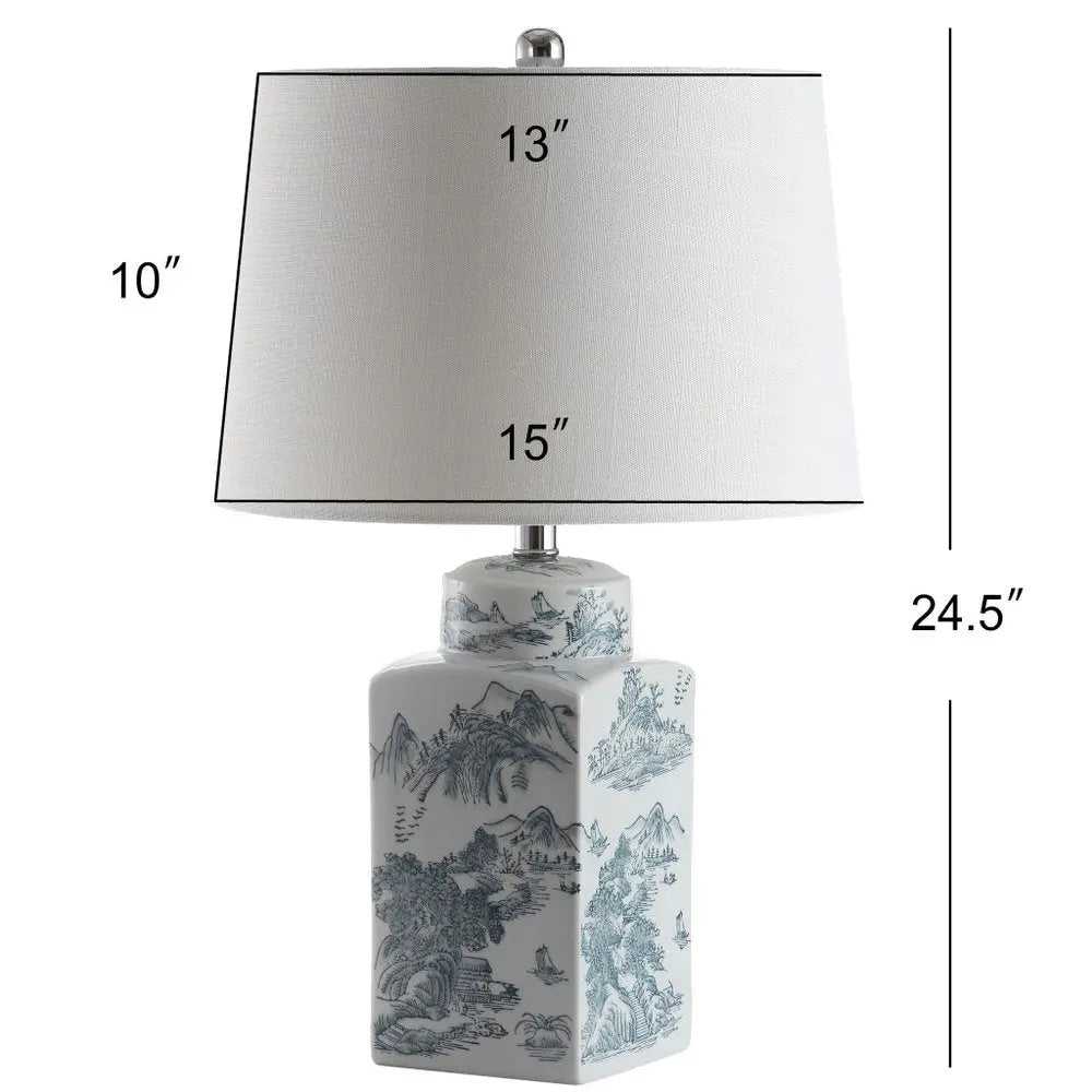 25" Blue Novelty Table Lamp LED With Drum Shade HomeRoots