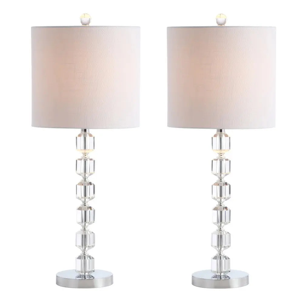 Set of Two 28" Silver Novelty Table Lamps LED With Globe Shades HomeRoots
