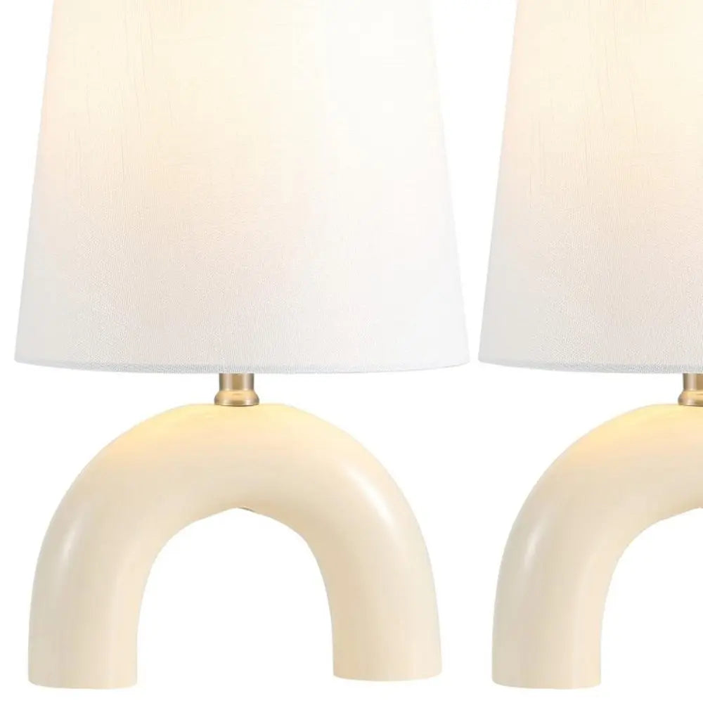 Set of Two 18" Clear Novelty Table Lamps LED With Empire Shades HomeRoots