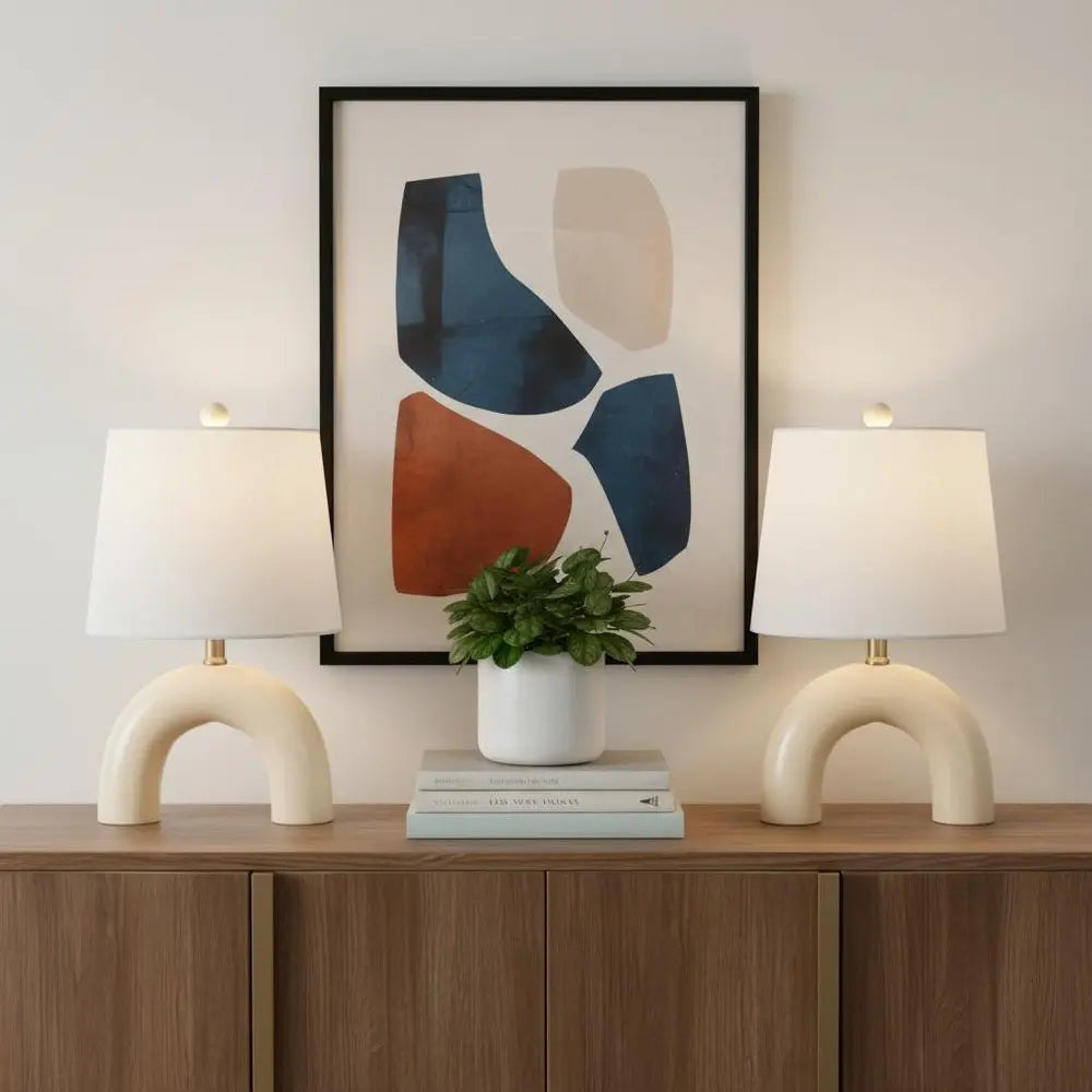 Set of Two 18" Clear Novelty Table Lamps LED With Empire Shades HomeRoots