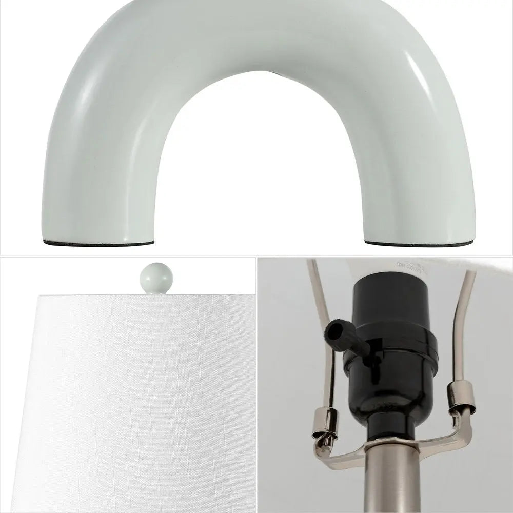 Set of Two 18" Clear Novelty Table Lamps LED With Empire Shades HomeRoots