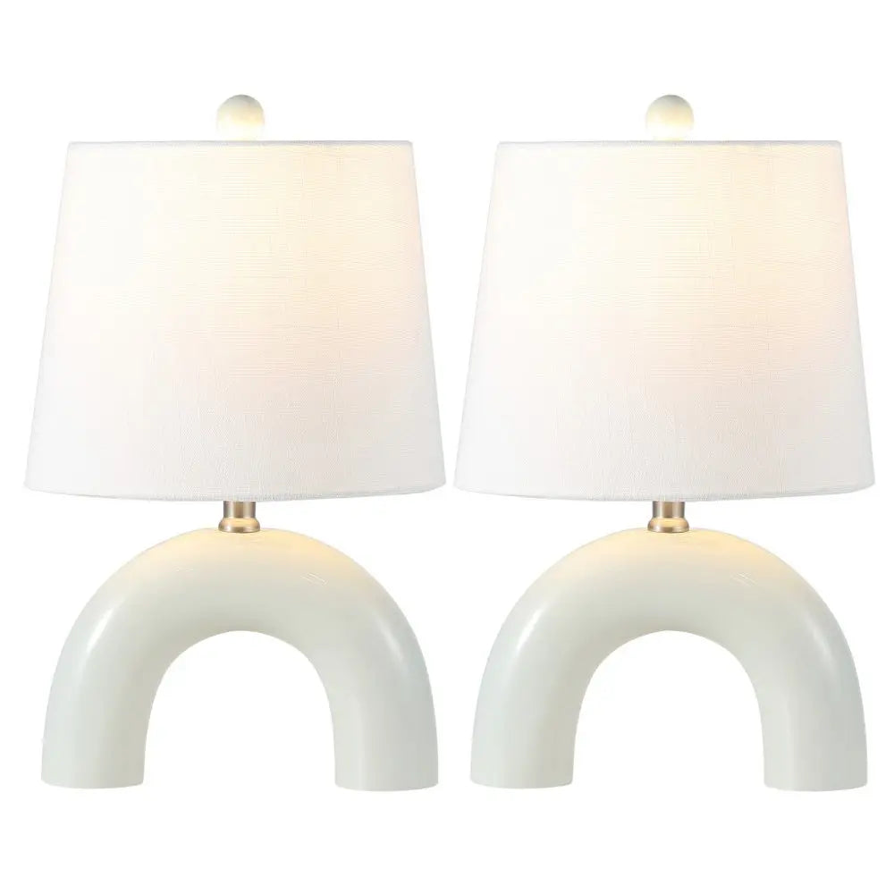 Set of Two 18" Clear Novelty Table Lamps LED With Empire Shades HomeRoots