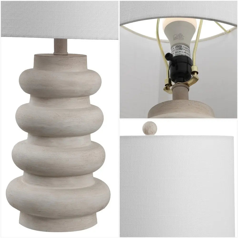 26" Clear Round Table Lamp LED With Drum Shade HomeRoots