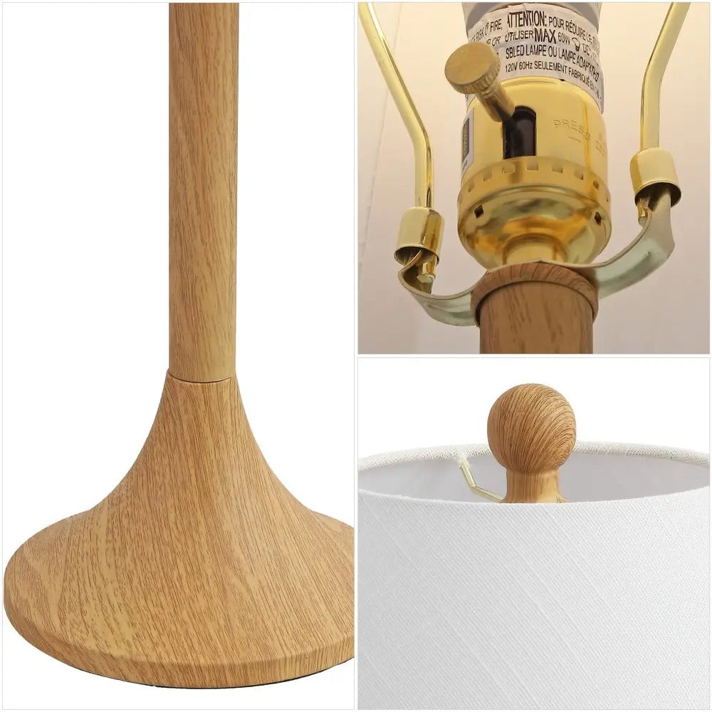 Set of Two 25" Brown Table Lamps LED With Empire Shades HomeRoots