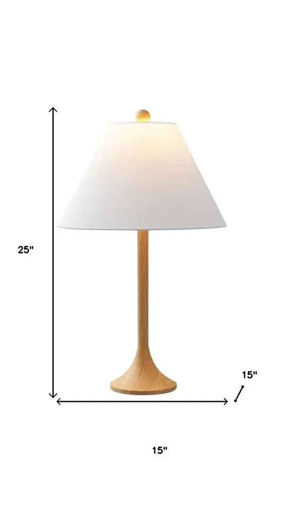 Set of Two 25" Brown Table Lamps LED With Empire Shades HomeRoots