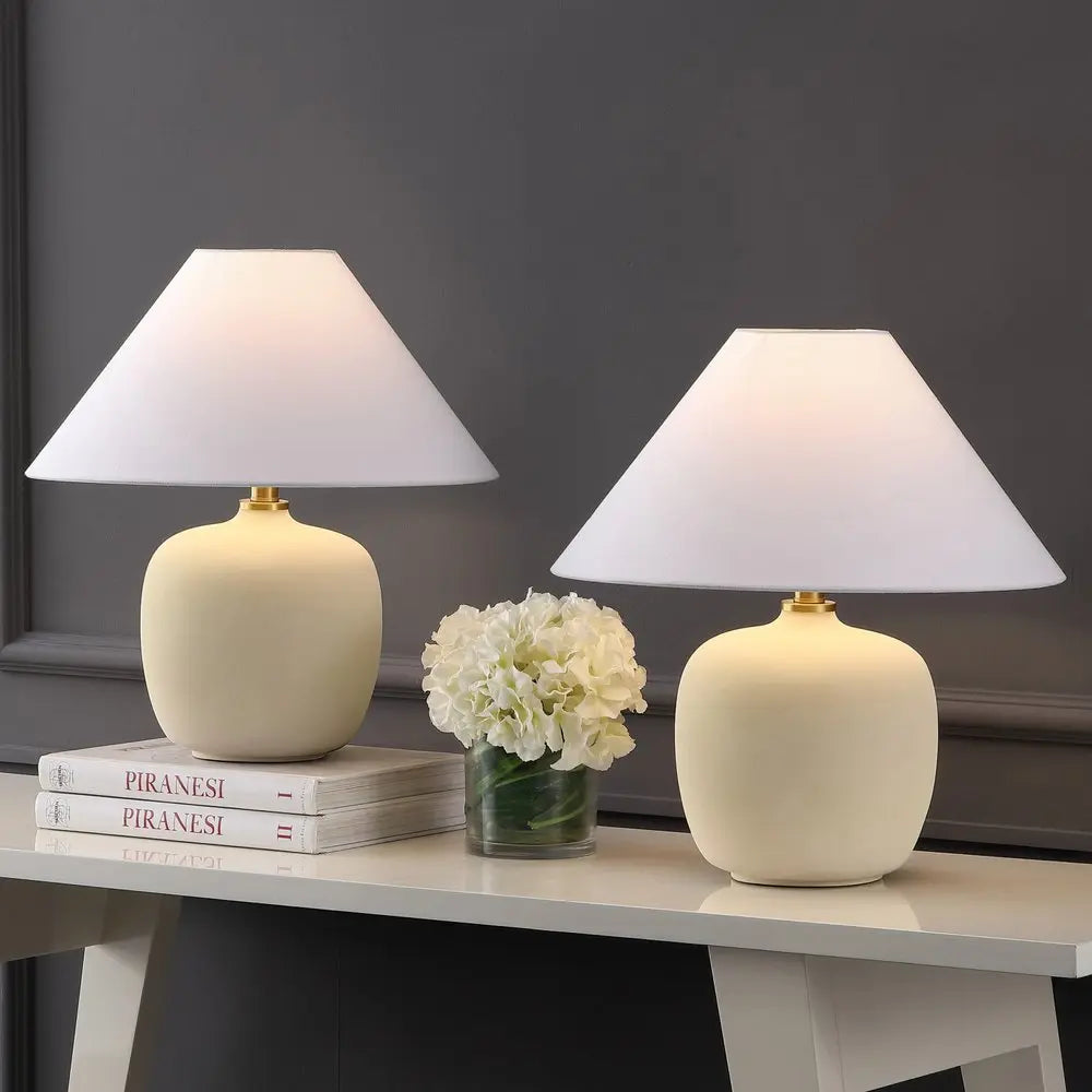 Set of Two 18" Clear Novelty Table Lamps LED With Empire Shades HomeRoots