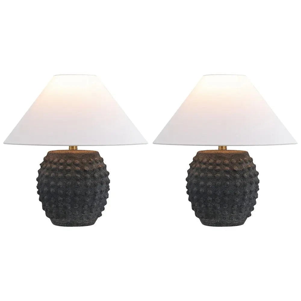 Set of Two 18" Clear Novelty Table Lamps LED With Empire Shades HomeRoots
