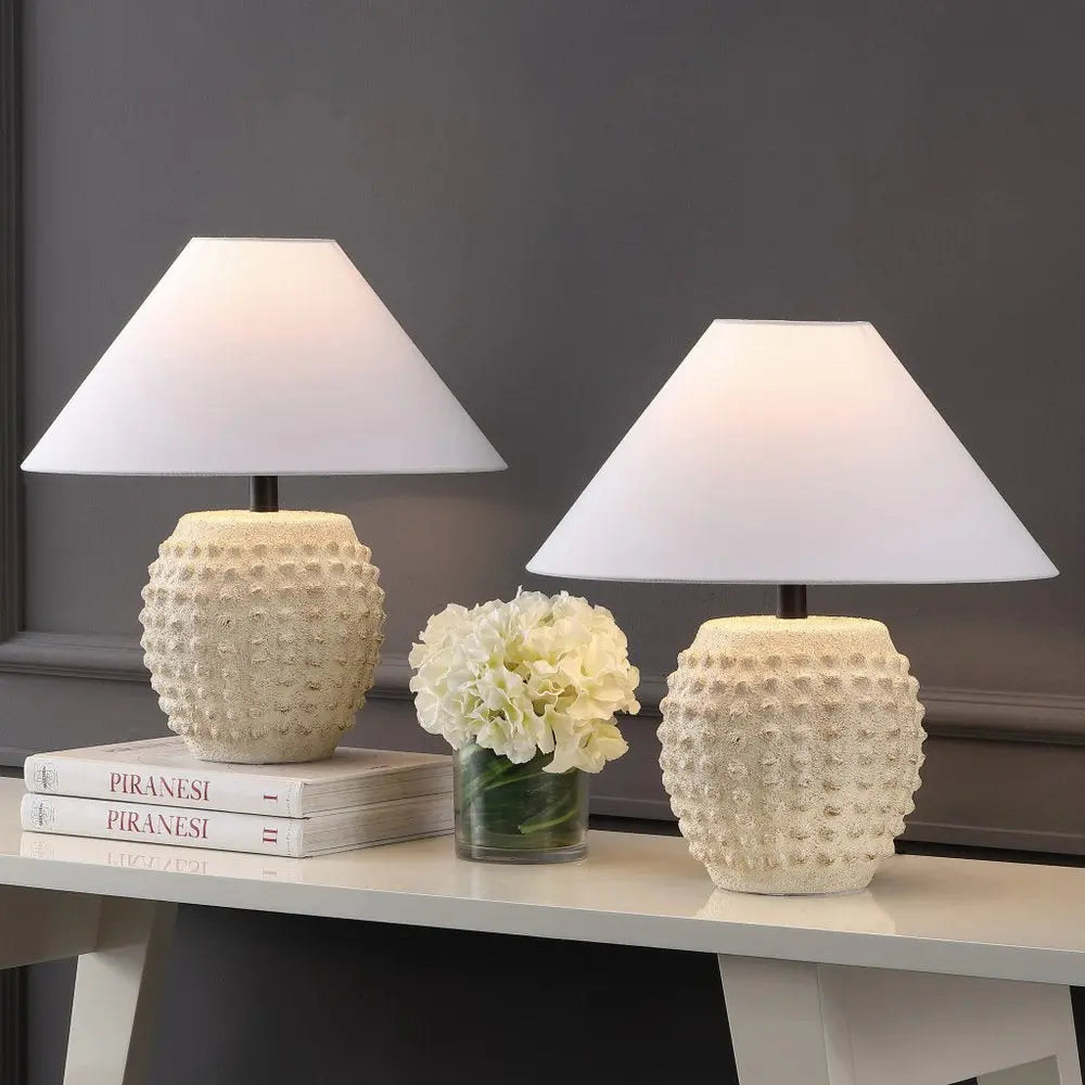 Set of Two 18" Clear Novelty Table Lamps LED With Empire Shades HomeRoots