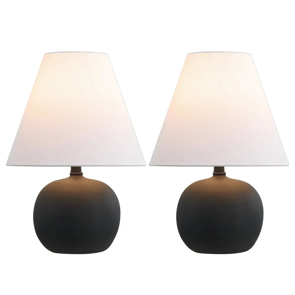 Set of Two 18" Clear Novelty Table Lamps LED With Cone Shades HomeRoots