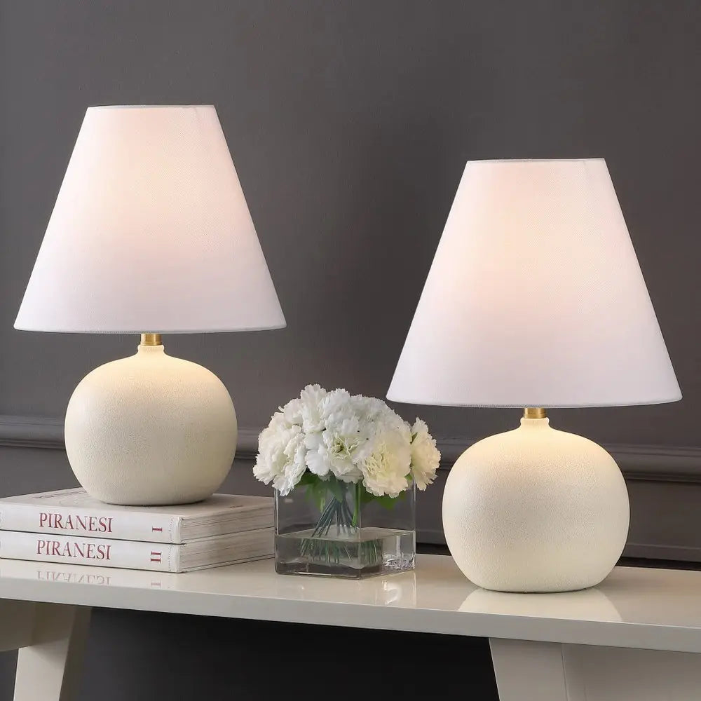 Set of Two 18" Clear Novelty Table Lamps LED With Cone Shades HomeRoots