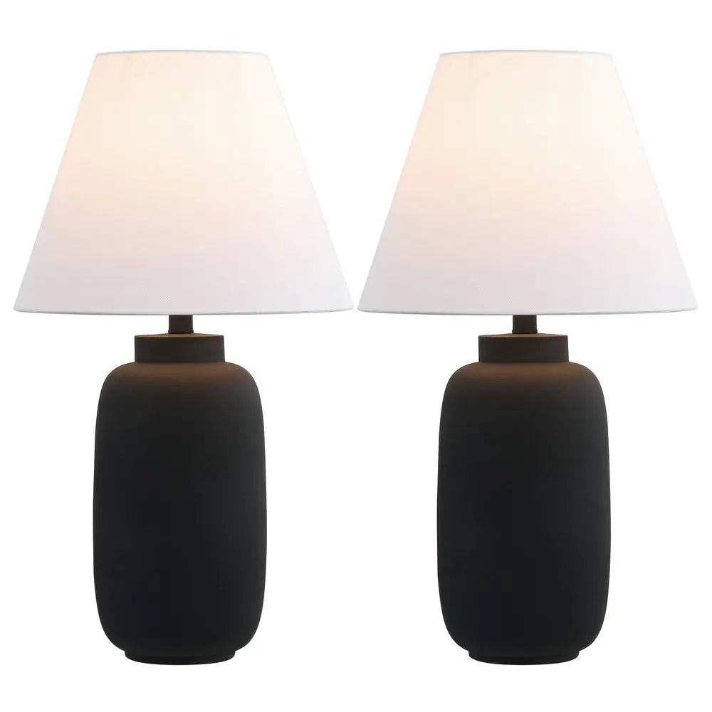 Set of Two 25" Clear Urn Table Lamps LED With Cone Shades HomeRoots