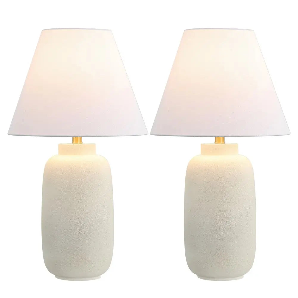 Set of Two 25" Clear Urn Table Lamps LED With Cone Shades HomeRoots