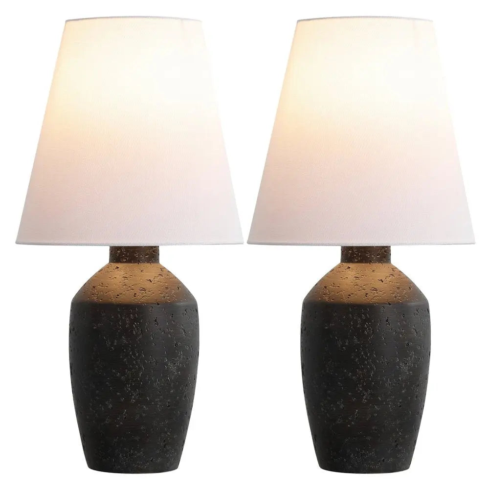 Set of Two 19" Clear Urn Table Lamps LED With Empire Shades HomeRoots