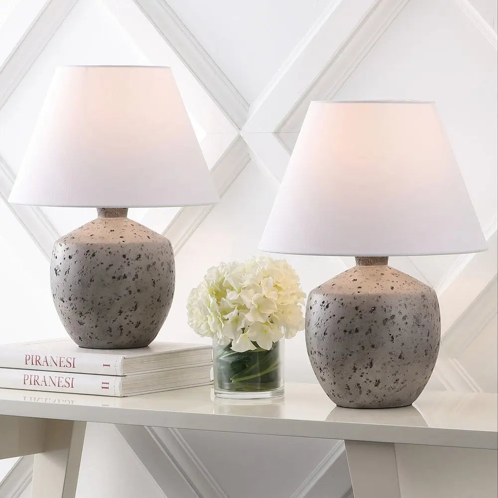 Set of Two 18" Clear Novelty Table Lamps LED With Empire Shades HomeRoots