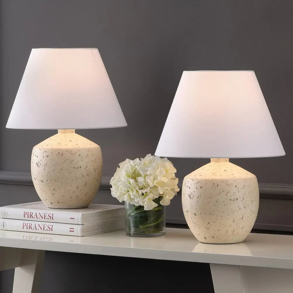 Set of Two 18" Clear Novelty Table Lamps LED With Empire Shades HomeRoots
