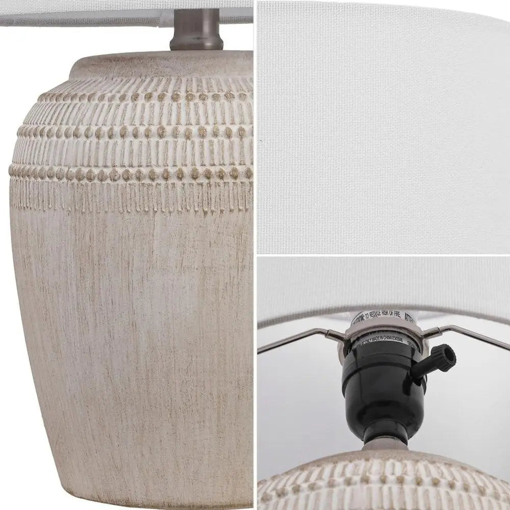 Set of Two 17" Clear Gourd Table Lamps LED With Drum Shades HomeRoots