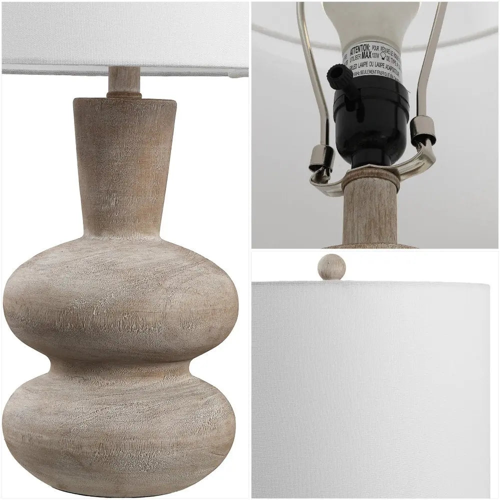 24" Clear Gourd Table Lamp LED With Drum Shade HomeRoots