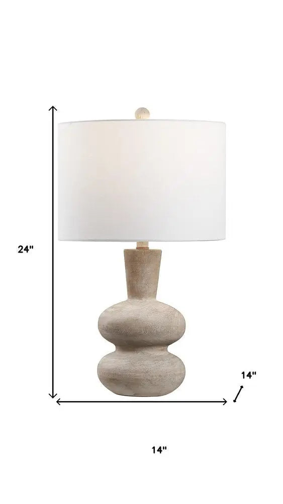 24" Clear Gourd Table Lamp LED With Drum Shade HomeRoots