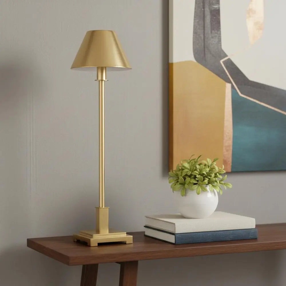 26" Gold Novelty Table Lamp LED With Drum Shade HomeRoots