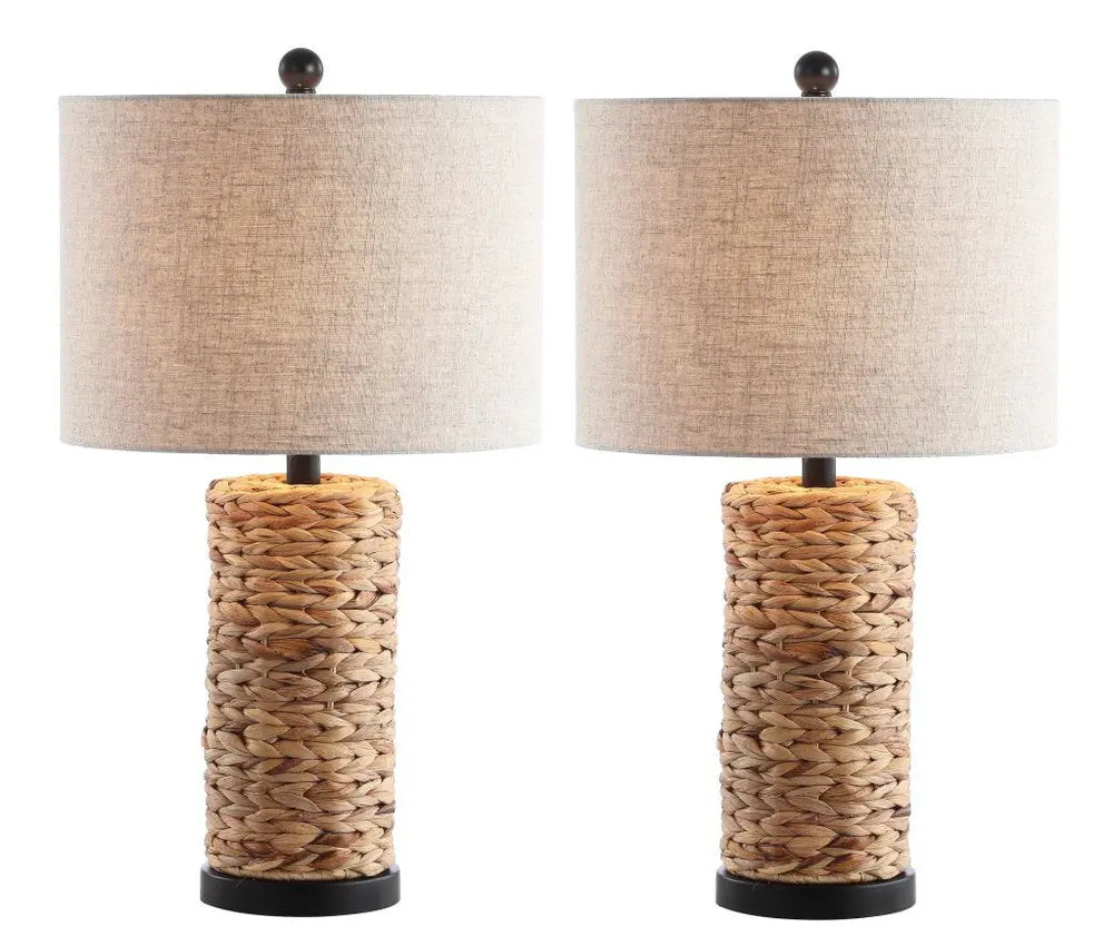 Set of Two 25" Black Table Lamps LED With Globe Shades HomeRoots