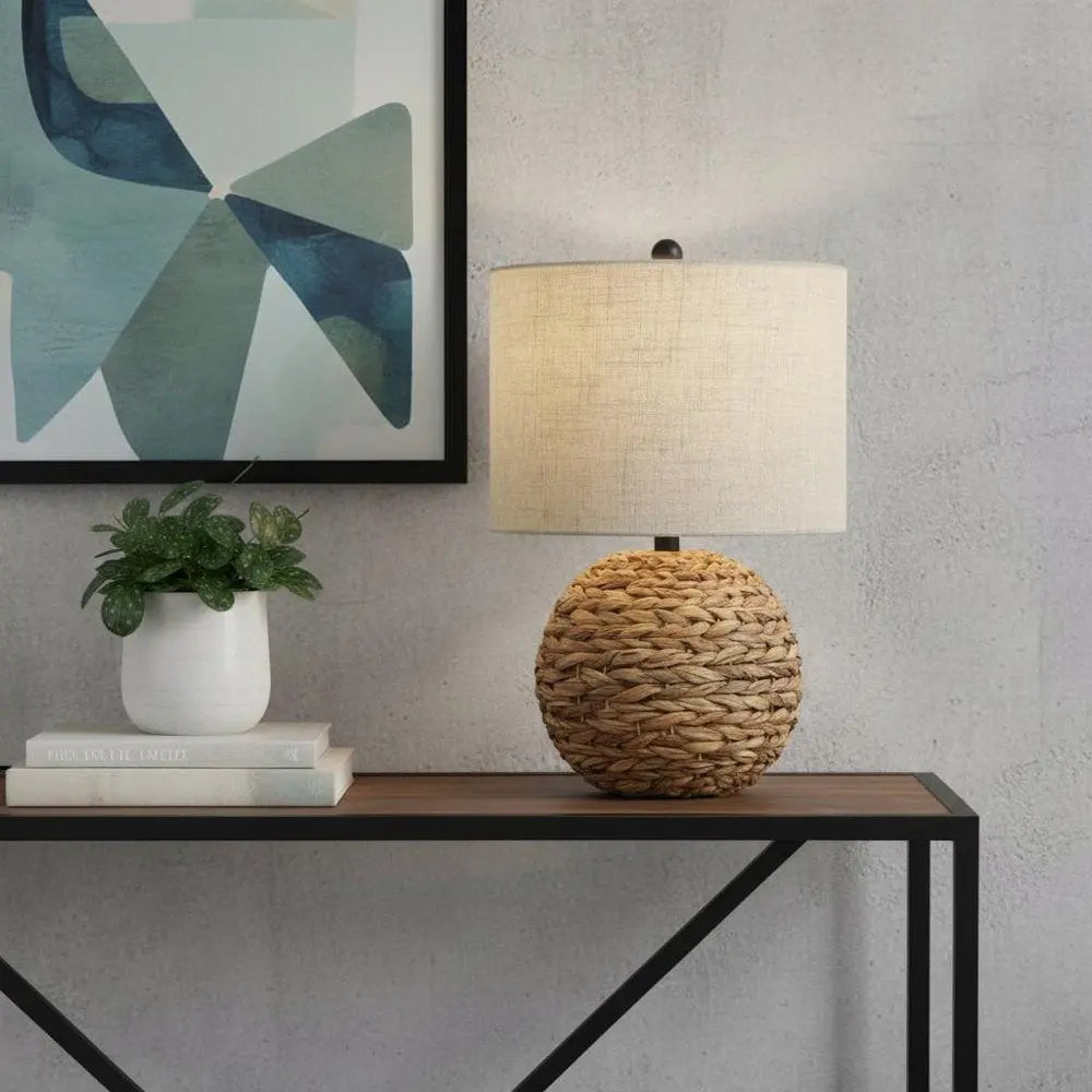 22" Clear Round Table Lamp LED With Drum Shade HomeRoots